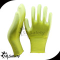 SRSAFETY yellow pu coated gloves with kint wrist